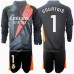 Tanie Strój piłkarski Real Madrid Thibaut Courtois #1 Bramkarskie Koszulka Wyjazdowej dla dziecięce 2024-25 Długie Rękawy (+ szorty)